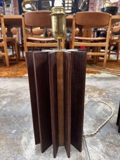 Pair of 2 Italian Mid Century Wood Table Lamps 1980s - 3277247