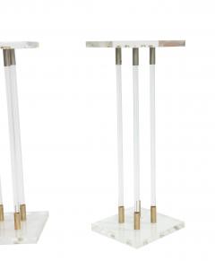 Pair of 2 Lucite Pedestals with Gilt Metal Detail - 1379056