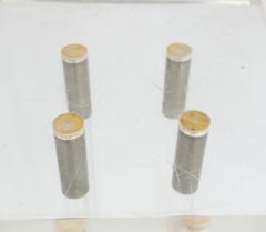 Pair of 2 Lucite Pedestals with Gilt Metal Detail - 1379057