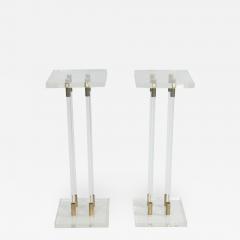 Pair of 2 Lucite Pedestals with Gilt Metal Detail - 1383706