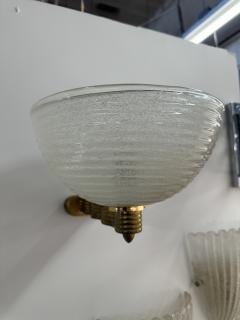 Pair of 2 Mid Century Brass And Murano Glass Wall Sconces 1960s - 3456423