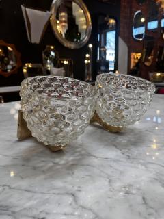 Pair of 2 Mid Century Italian Murano and Brass Wall Sconces 1960s - 3600095