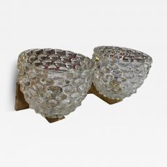 Pair of 2 Mid Century Italian Murano and Brass Wall Sconces 1960s - 3603008