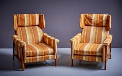 Pair of 2 Umberto Colombo Alberti Reggio Lounge Arm Chairs Orange Peach - 3227645
