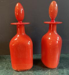 Pair of 2 Vintage Glass Red Decanters 1960s - 2476291