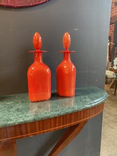Pair of 2 Vintage Glass Red Decanters 1960s - 2476296