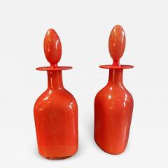 Pair of 2 Vintage Glass Red Decanters 1960s - 2480382