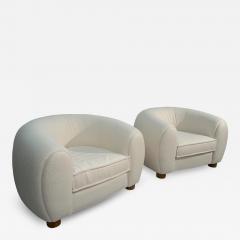 Pair of 2 Vintage Mid Century Polar Armchairs by Jean Royere 1960 - 3459996