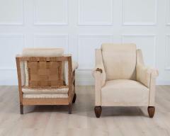 Pair of 20th Century Art Deco Club Chairs with Matching Stool To Upholster - 4663307
