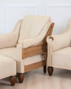 Pair of 20th Century Art Deco Club Chairs with Matching Stool To Upholster - 4663322