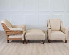 Pair of 20th Century Art Deco Club Chairs with Matching Stool To Upholster - 4663369