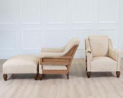 Pair of 20th Century Art Deco Club Chairs with Matching Stool To Upholster - 4663370
