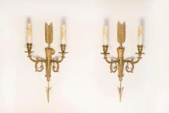 Pair of 20th Century French Bronze Sconces - 3965252