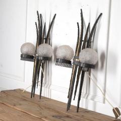 Pair of 20th Century French Brutalist Style Wall Sconces - 4324303