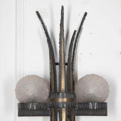 Pair of 20th Century French Brutalist Style Wall Sconces - 4324304