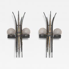Pair of 20th Century French Brutalist Style Wall Sconces - 4326642