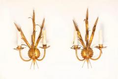 Pair of 20th Century French Gilt Metal Sconces Inspired By Coco Chanel - 3965251