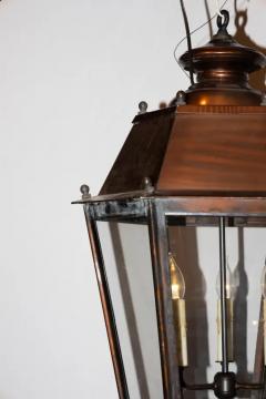 Pair of 20th Century French Hexagonal Copper and Iron Lanterns - 4045248