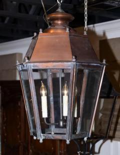 Pair of 20th Century French Hexagonal Copper and Iron Lanterns - 4045249