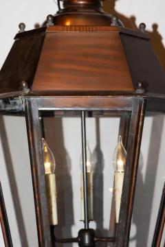 Pair of 20th Century French Hexagonal Copper and Iron Lanterns - 4045251