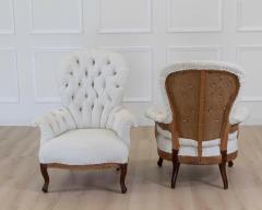 Pair of 20th Century French High Back Chairs Ready to Upholster - 4663397