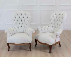 Pair of 20th Century French High Back Chairs Ready to Upholster - 4663445