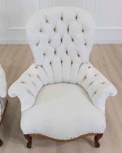 Pair of 20th Century French High Back Chairs Ready to Upholster - 4663450