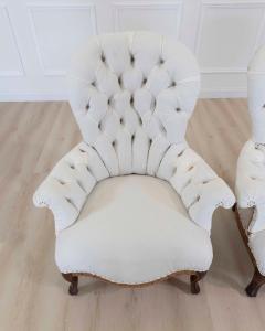 Pair of 20th Century French High Back Chairs Ready to Upholster - 4663451