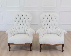 Pair of 20th Century French High Back Chairs Ready to Upholster - 4663453