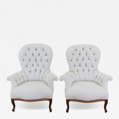 Pair of 20th Century French High Back Chairs Ready to Upholster - 4682009