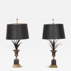 Pair of 20th Century French Maison Charles Style Frond Lamps - 4297039