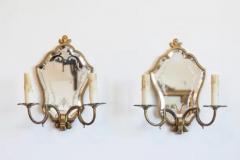 Pair of 20th Century Italian Brass Mirror Sconces - 4058352