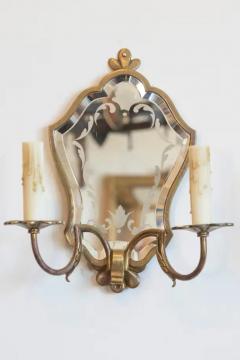 Pair of 20th Century Italian Brass Mirror Sconces - 4058359