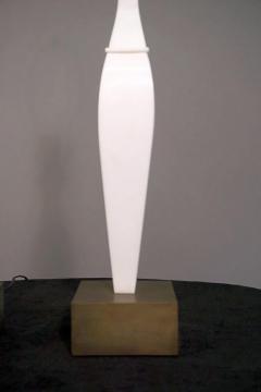 Pair of 20th Century Italian White Marble and Bronze Lamps - 2548757