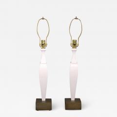 Pair of 20th Century Italian White Marble and Bronze Lamps - 2552674