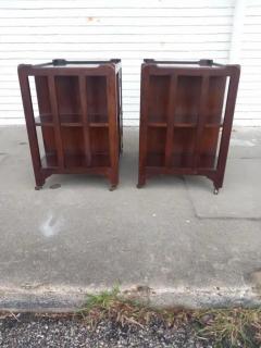 Pair of 20th Century Mahogany Rolling Side Cabinets - 3947168