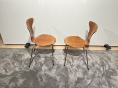 Pair of 3105 Mosquito Chairs by Arne Jacobsen F Hansen Teak Denmark 1950s - 2891776