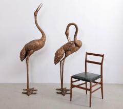 Pair of 4 5 Feet Tall Brass Flamingo or Crane Sculptures - 550729