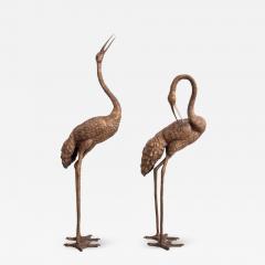 Pair of 4 5 Feet Tall Brass Flamingo or Crane Sculptures - 560882