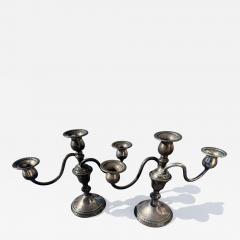 Pair of 8 25 Prisner Sterling Weighted Three Candle Candelabras - 4426789