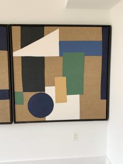 Pair of Abstract Geometric Paintings - 3455479