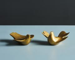 Pair of Abstract Minimalist Cast Bronze Bird Sculptures Greece c 1960 - 4753206