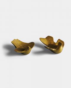 Pair of Abstract Minimalist Cast Bronze Bird Sculptures Greece c 1960 - 4753246