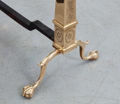 Pair of Adam Style Etched Brass Andirons - 3886964