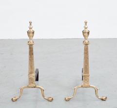 Pair of Adam Style Etched Brass Andirons - 3886965