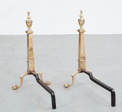 Pair of Adam Style Etched Brass Andirons - 3886966