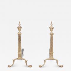 Pair of Adam Style Etched Brass Andirons - 3890606