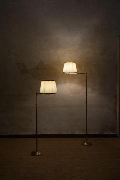 Pair of Adjustable Brass Floor Lamps with Fabric Lampshade 1970s - 4330584