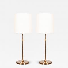 Pair of Adjustable Hand Rubbed Brass Table Lamps - 1540196