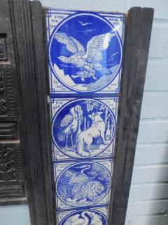 Pair of Aesthetic Movement Cast Fire Inserts with Mintons Aesops Fables Tiles - 4189886